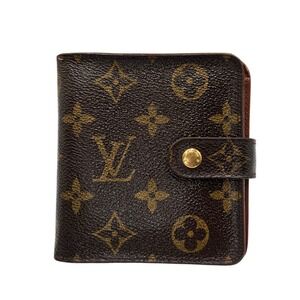 Louis Vuitton Monogram Compact Zip Wallet M61667 Bifold Brown Canvas SD0050